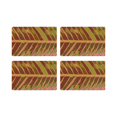Tropical Leaf Vegan Leather Rectangle Pebble Placemat