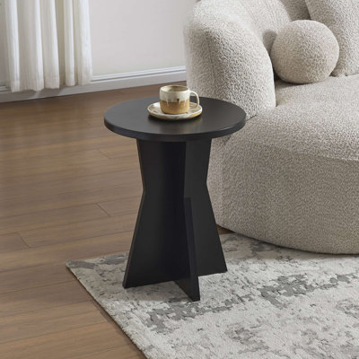 Table d'appoint ronde, table d'appoint à piédestal moderne pour le salon, la chambre à coucher, le chevet ou le bureau - Noir