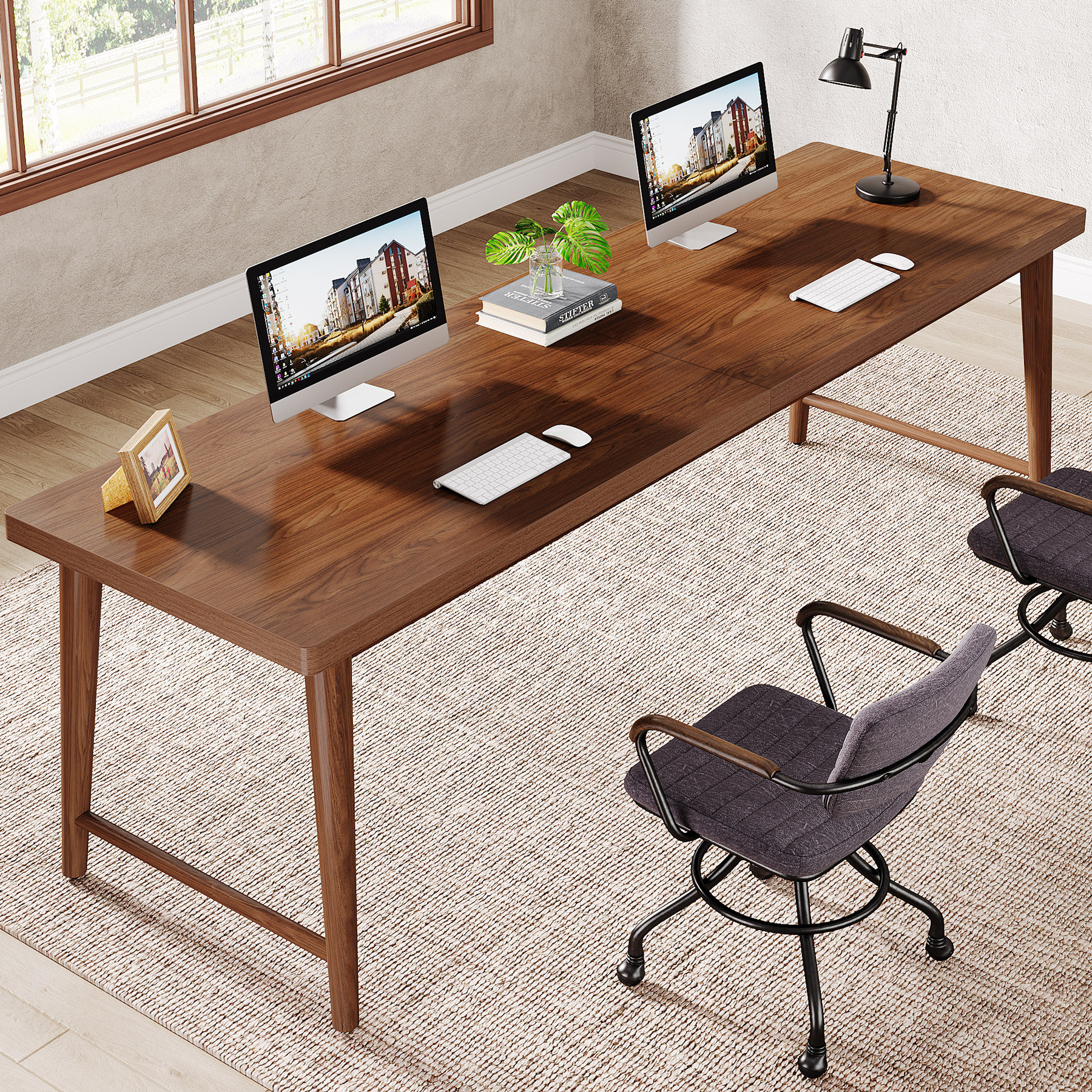 George Oliver 78.7" Extra Long 2-Person Computer Desk