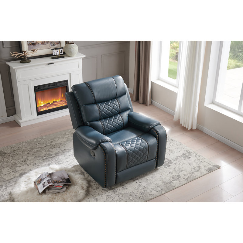 Canapé inclinable simple en similicuir Abba, Bleu