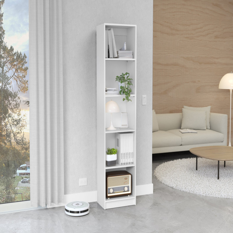 Bibliothèque compacte Vinton avec plusieurs tablettes, idéale pour les petits espaces et le rangement organisé
