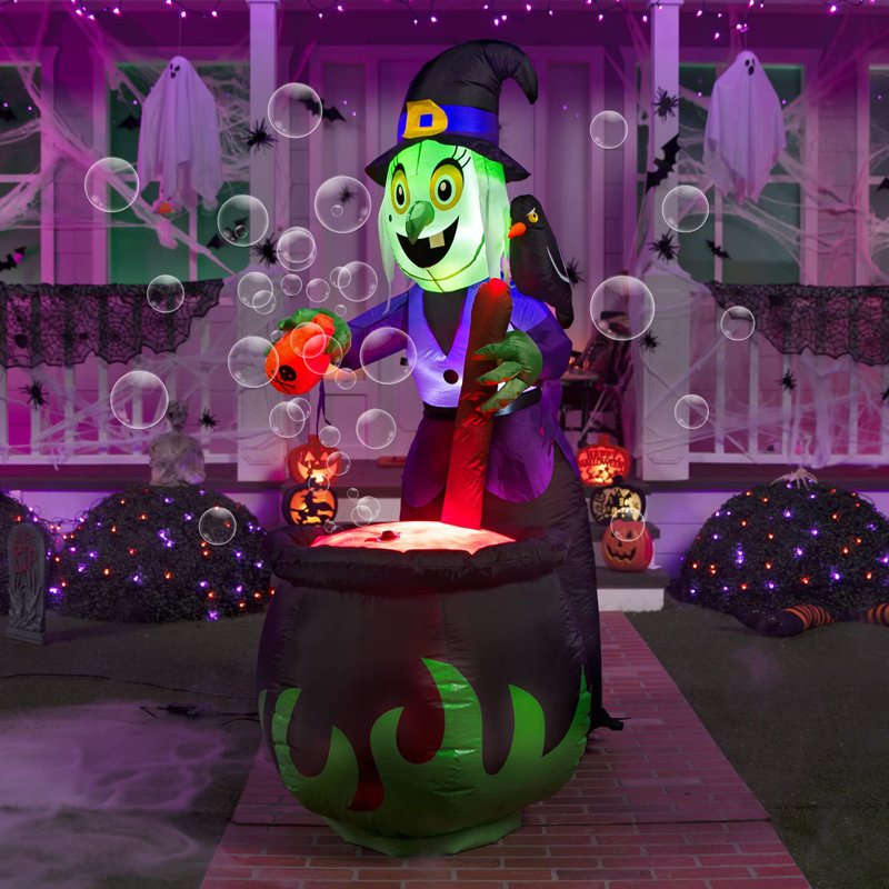 Sorcière gonflable d'Halloween 6 pi avec bulle et DEL