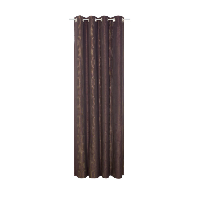 Alderete Cotton Blend Eyelet Curtain single Panel, opaque, 132cm Width x 180cm Drop, Lilac/Copper colours