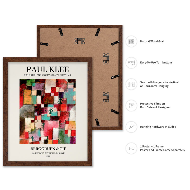 Paul Klee - Rythmes rouge-vert et violet-jaune, 24"H x 32"W, Affiche, Encadrement brun