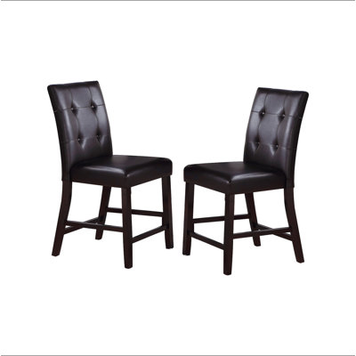 Ensemble de 2 chaises à hauteur de comptoir rembourrées Leroux, finition espresso