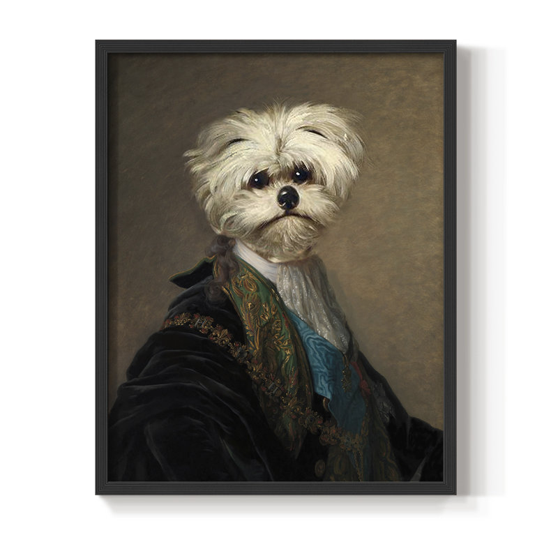 Royal Ruff Framed Print - Solid Wood, 15" H x 12" W, Black