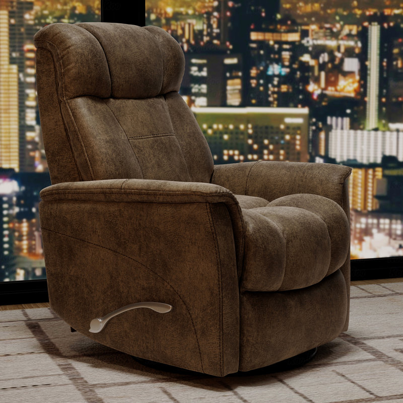 Swivel Glider With Recliner Function With Manual Adjustable Headrest And Footrest In Texas Slate, Light Brown