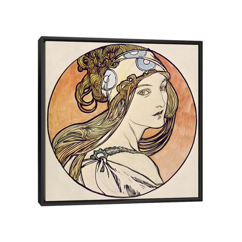 «Woman with a Headscarf», impression sur toile, H 18 po x l 18 po x P 1,5 po, Toile avec cadre noir, Pas de tapis