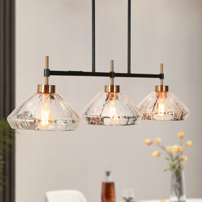 Brinson 3 - Light Silver Mercury Glass Kitchen Island Linear Pendant