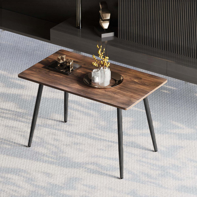 Modern Minimalist Rectangular Dining Table with Sturdy Metal Legs