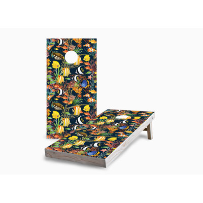 School of Fish 2x4 Cornhole Board Set | Includes (2) Boards (8) Bags & Optional Accessories