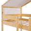 Lit superposé simple au-dessus d'un lit simple en bois avec tente, naturel