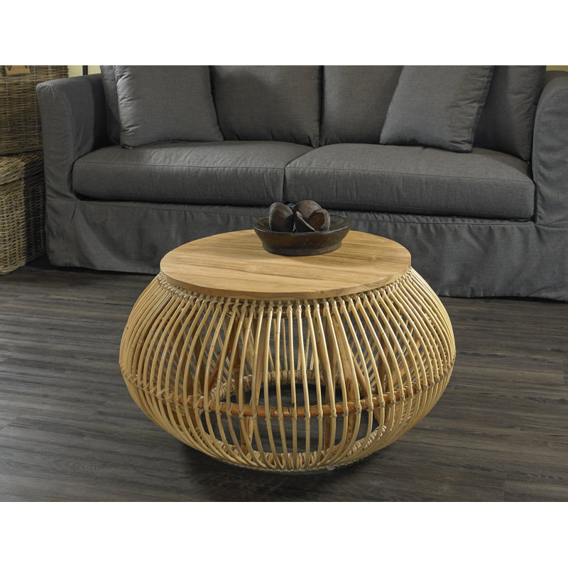 Table basse tambour en bois massif Funches
