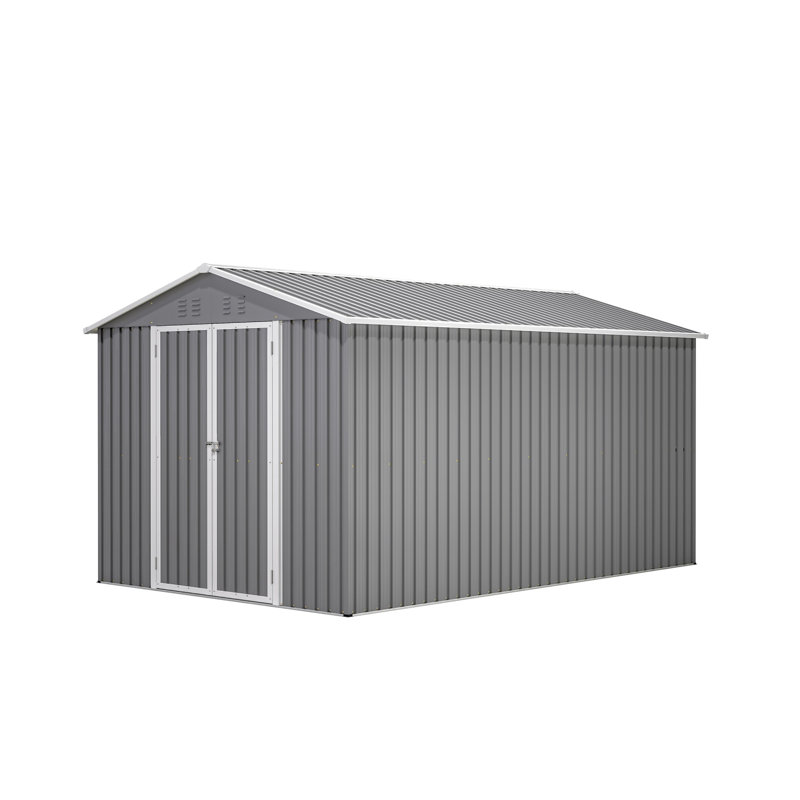 8 x 12 FT Outdoor Storage Shed, Large Metal Tool Storage with Aluminium Frame and Lockable Doors, Storage for Backyard Garden Patio Lawn