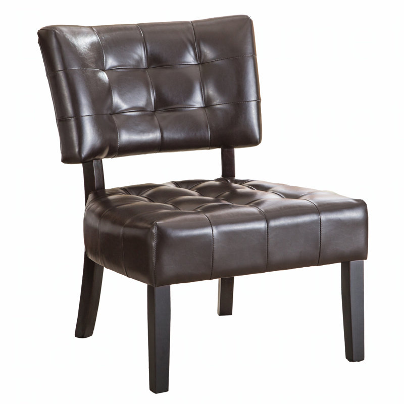 Roundhill Furniture Blended Leather Tufted Accent Chair with Oversized Seating, Brown, Brown