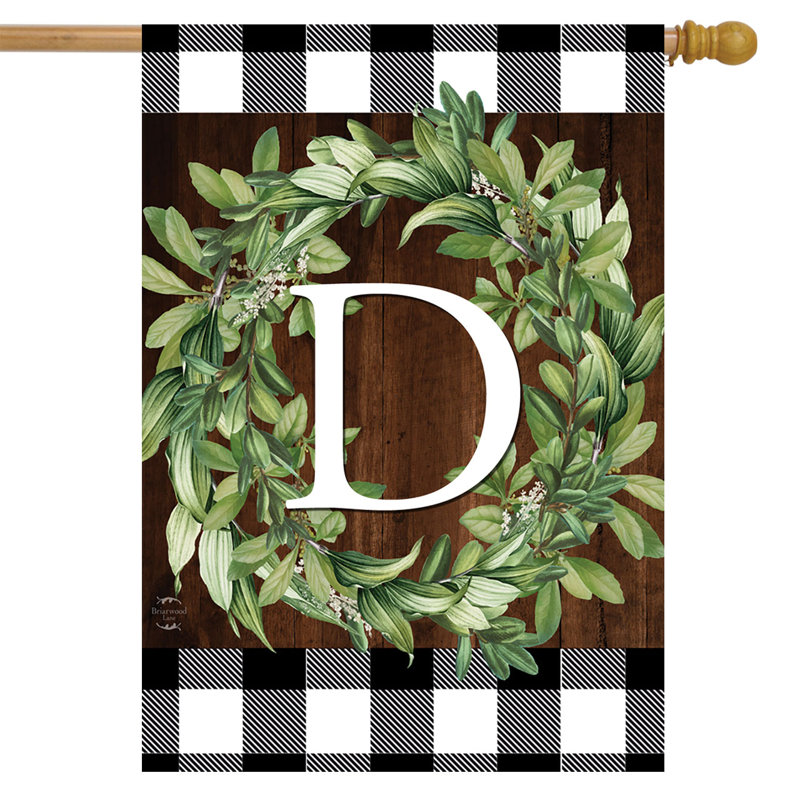 Wreath Monogram Letter D House Flag