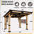 11 Ft X 10 Ft. Reinforced Wooden Hardtop Gazebo Patio Yard Shade with Privacy Curtains  and Solid Wood Bartop