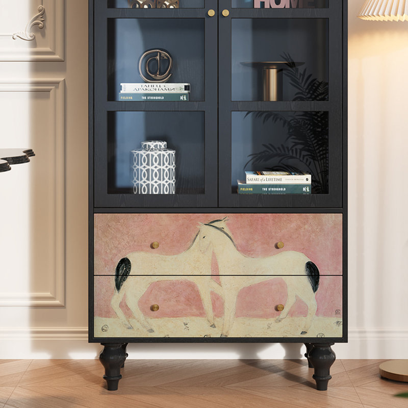Vitrine en bois massif Vintage