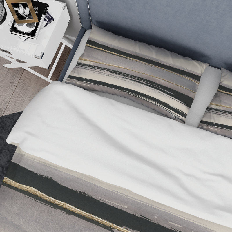 Glamour Morning Fog III - Ensemble de housse de couette Modern Glam - Microfibre de polyester