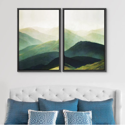 «Geometric Mid-Century Wave Collage», 2 pièces