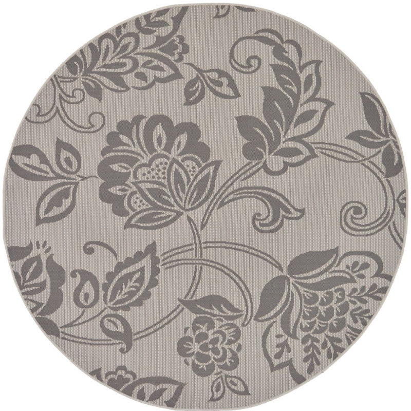 Outdoor Veranda Area Rug Stone Color, Square 6'