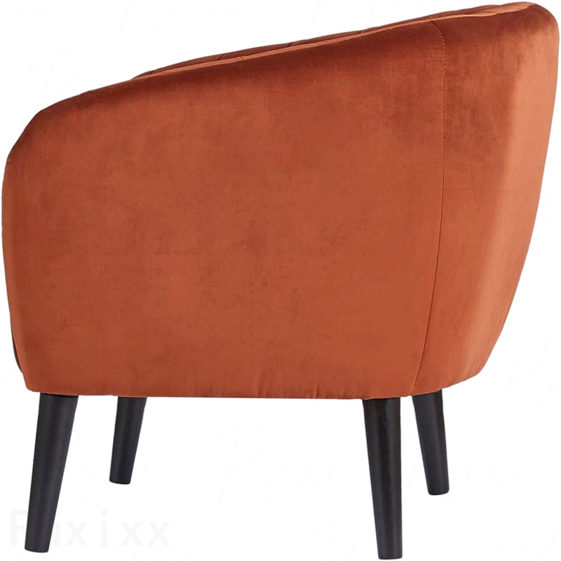 Chaise d'appoint de style moderne orange brûlé pour salon confortable avec design cylindrique et capitonnage