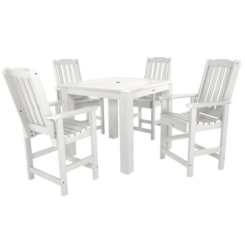 Arbnora 4-Person 42" Square, Counter-Height Outdoor Dining Set, White, 42 x 42 x 36