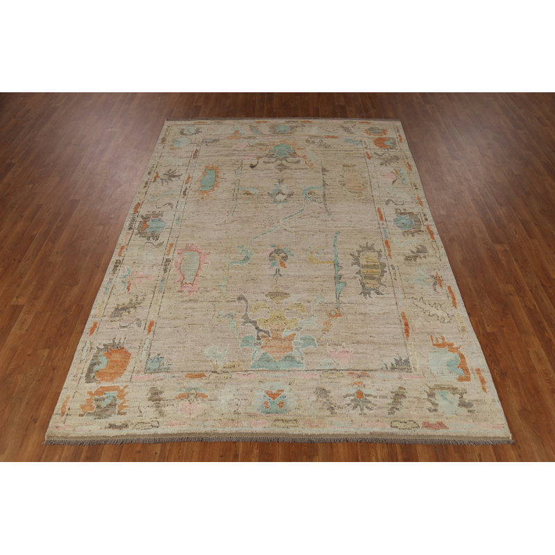 Tapis turc Oushak en laine à teinture végétale 7 x 10