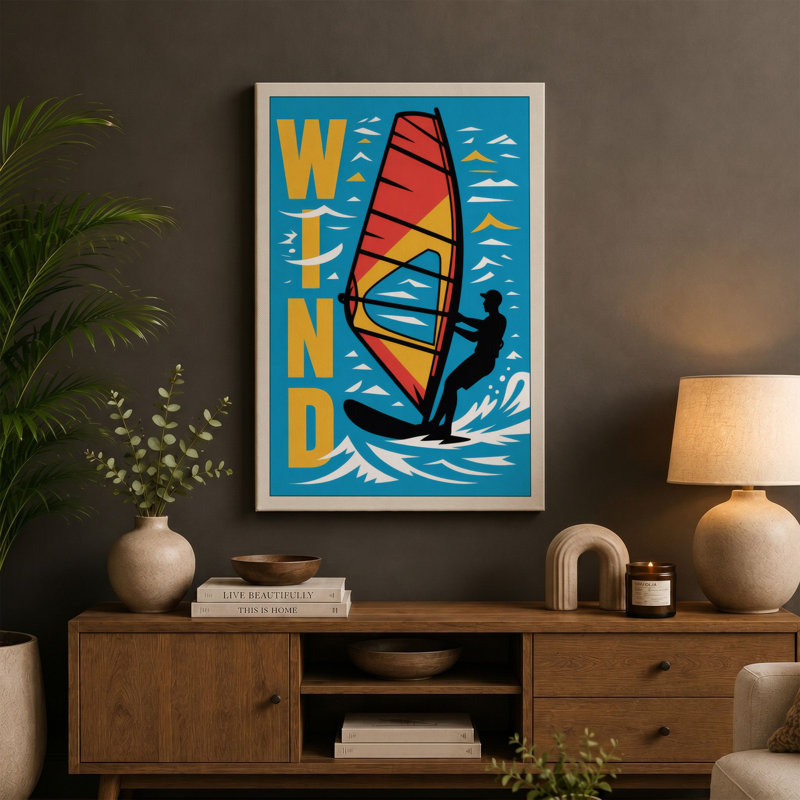 Wind Rider Modern - Wrapped Canvas, 18x12 - 45.7 x 30.5 cm, Taupe Border