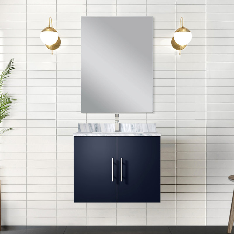 24 po L x P 22 po, bleu, comptoir en marbre, miroir et teinture pour une utilisation prolongée, Marine