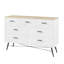 Commode 7 tiroirs pour chambre à coucher avec tiroirs profonds, commodes en bois et commode, commodes longues blanches modernes pour le placard du salon, l 47,2 po x P 15,7 po x H 31,5 po, blanc et chêne