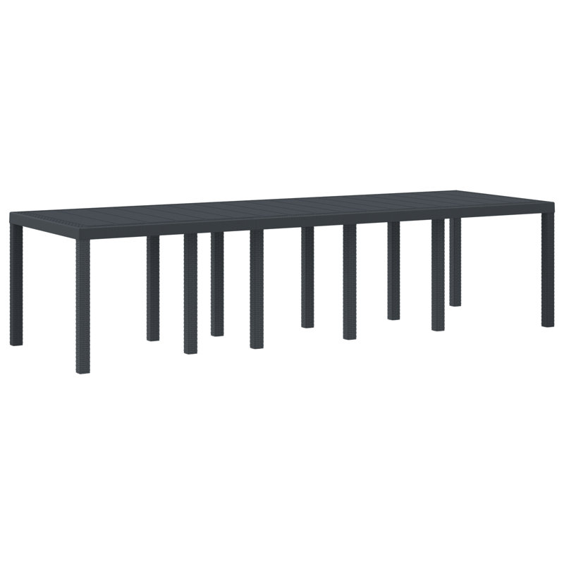 Table de jardin en rotin poly 118,11 x 39,37 x 28,74 po vidaXL Anthracite, Anthracite, H 28,7 po x l 118,1 po x P 39,4 po