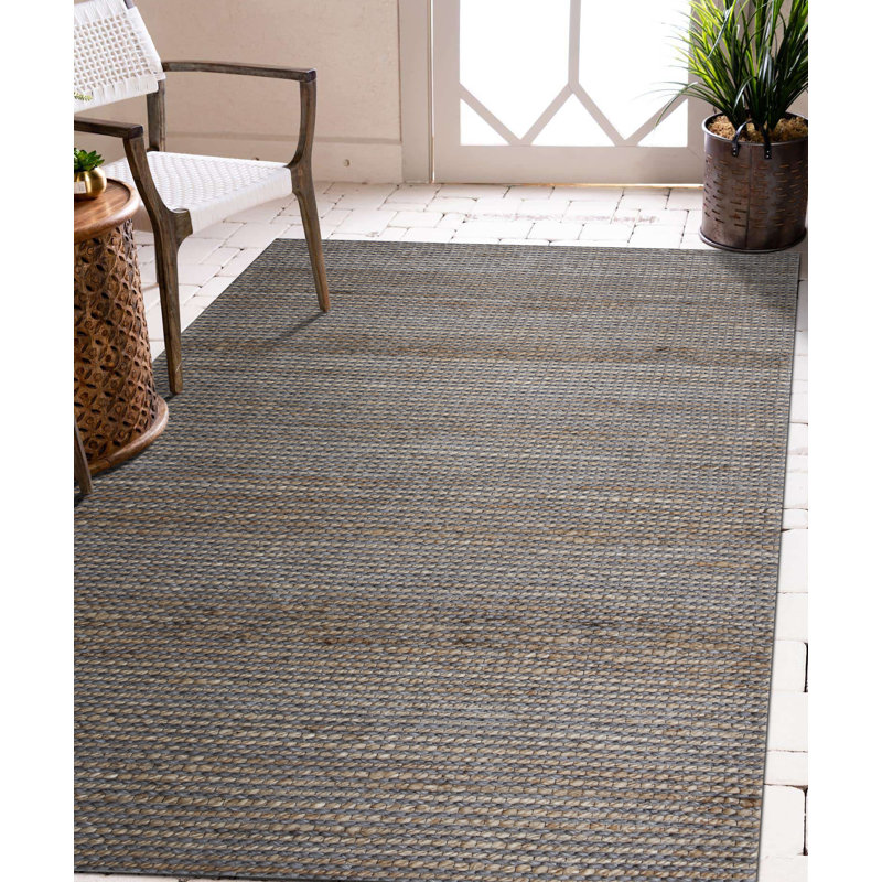 Anant Striped Hand-Woven Jute Blend Area Rug, Rectangle 9' x 12'