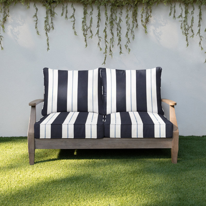 Coussin de siège / dossier Sunbrella Deana, L 23 po x P 25 po, Sunbrella® à rayures bleu marine