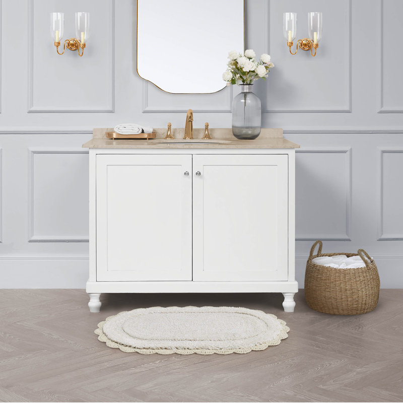 Tapis de bain en coton Laura Ashley Eloise, Simple - L 34 po x l 21 po, Beige