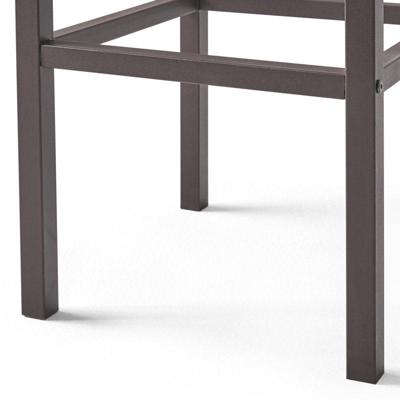 Set of 2 Outdoor Acacia Wood Bar Stools with Metal Frame - Industrial Style Counter Height Stools