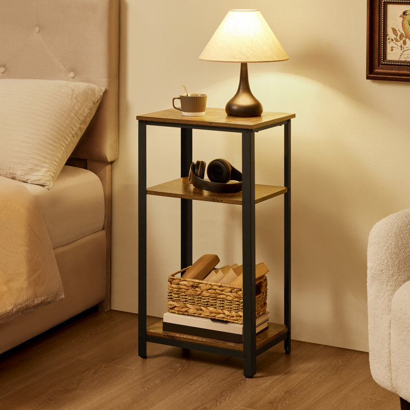 Table d'appoint en hauteur avec tablettes, H 29,5 po x l 16 po x P 12 po, Plateau espresso / base noire