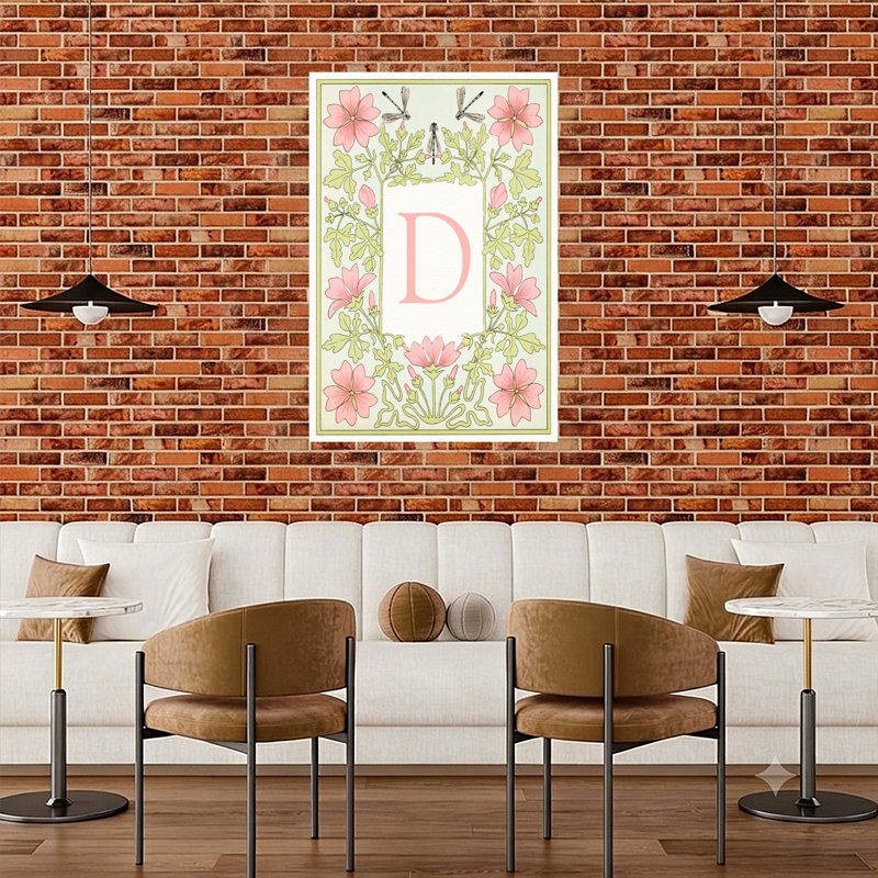 Art nouveau, art floral rétro classique, 48" H x 32" W
