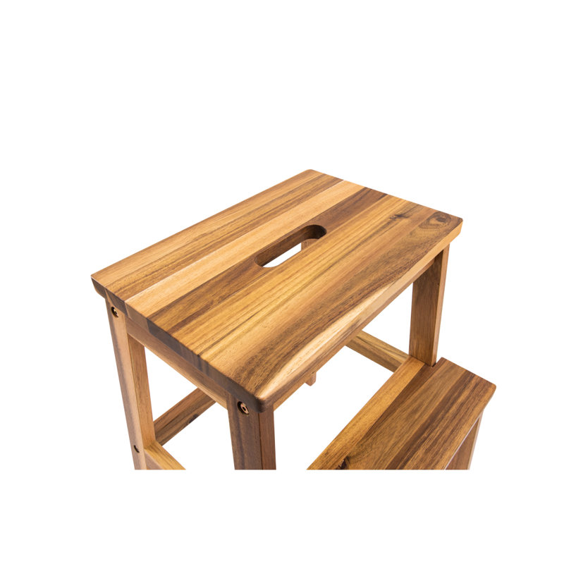 Acacia Wood Two Steps Stool Small  Rectangle