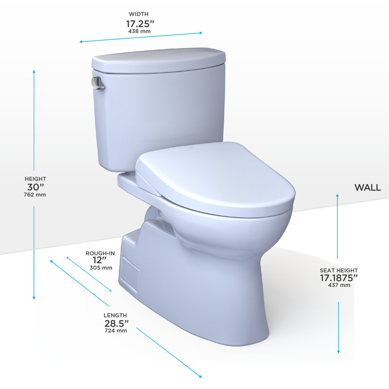 Vespin® II 1.28 GPF Elongated Floor Mounted Two-Piece Toilet (S7 Bidet Seat Included)