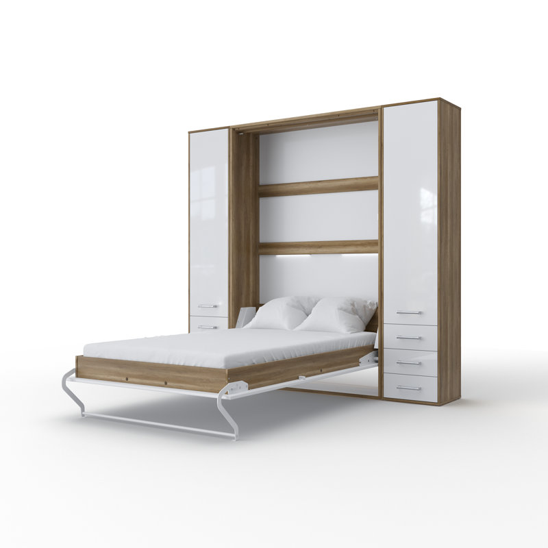 Ayvri Murphy Bed, White/Light Brown