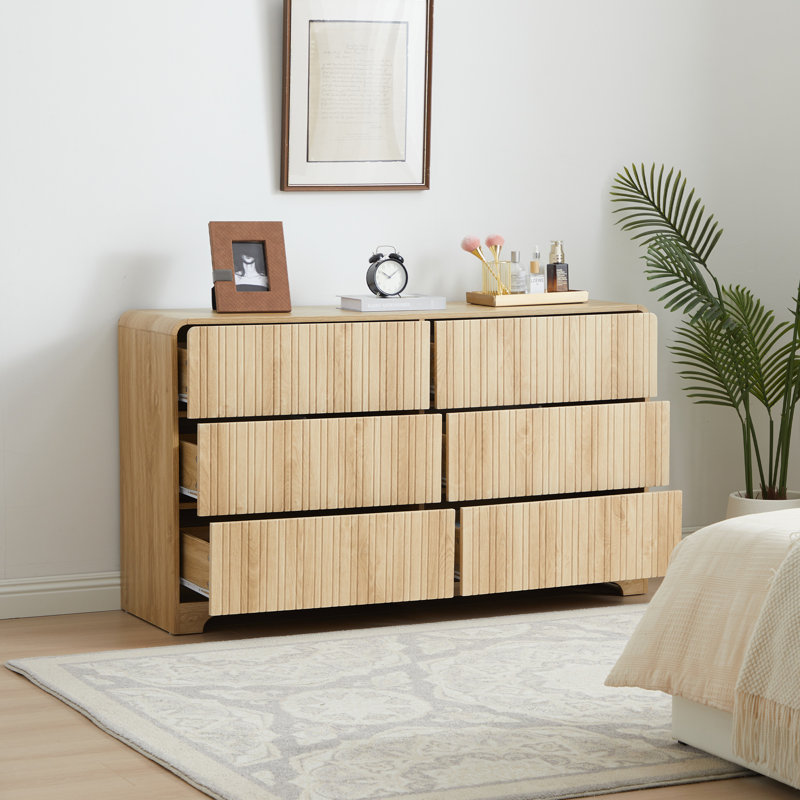 Commode double à 6 tiroirs Servidia (l 53,2 po), Jaune