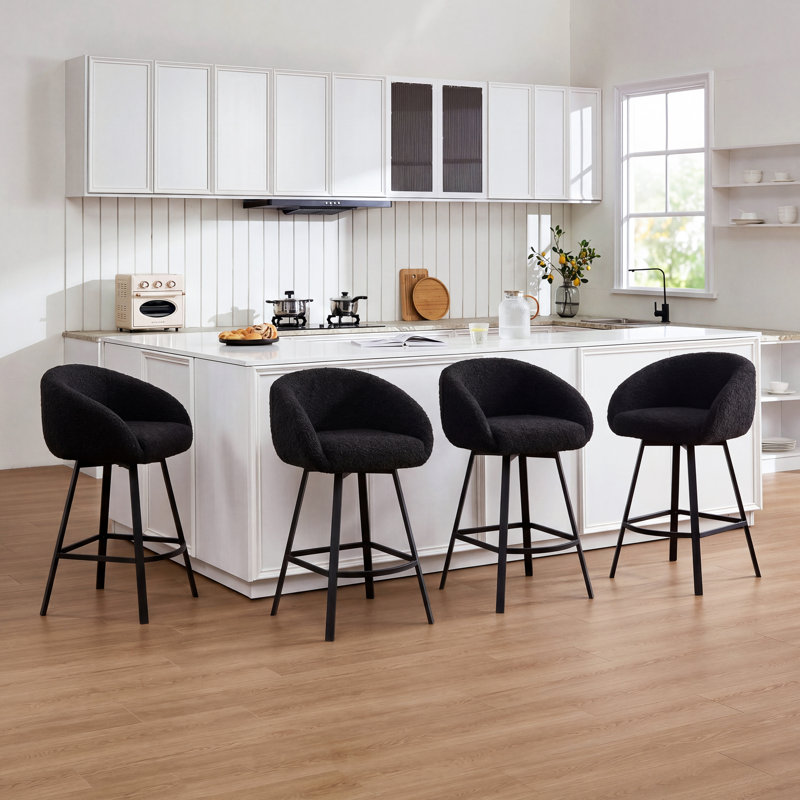 Tabouret de bar Sherpa de 26,6 po avec structure métallique (ensemble de 4) Ansil, Sherpa Black