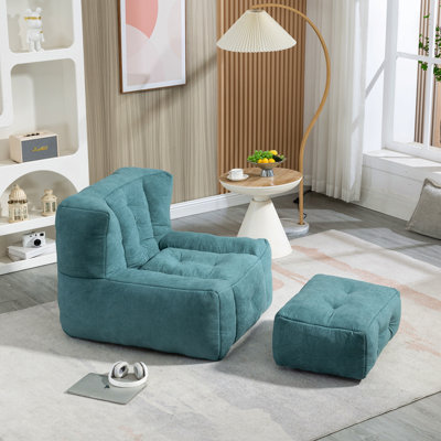 Fauteuil à billes Fluffy, fauteuil à billes confortable pour adultes, fauteuil paresseux super doux avec mousse à mémoire de forme et repose-pieds, fauteuil à billes d'intérieur moderne pour salon, chambre à coucher, appartement