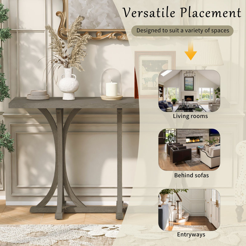 Thedrick 59.8'' Wooden Veneer Top Console Table, Gray