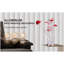 Aluminium 4 roses rouges 6 pétales floraux 2 boutons floraux rouges / argentés sur une lampe de table moderne en chrome Hexagona 4 carrés pour salon, table de chevet pour chambre à coucher, lampe à DEL