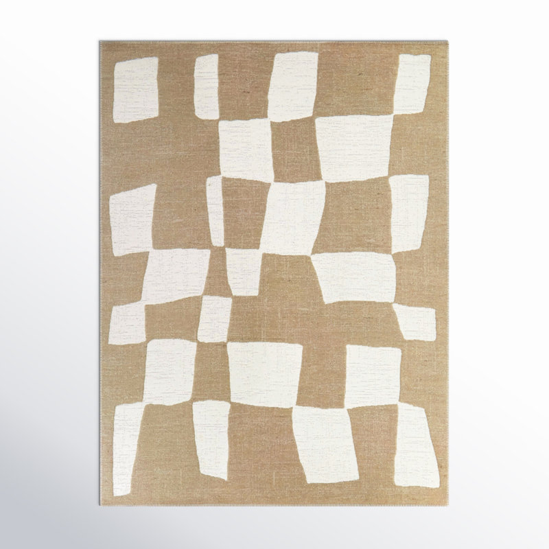 Craton Rectangle Craton Area Rug in Tan/White, Rectangle 5'3" x 7'