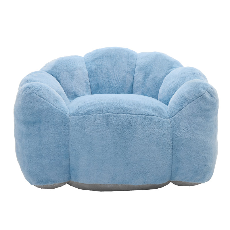 Blue Pillow Chair, Faux Fur - Fouling, Non Slip Bottom, High Density Foam Filling, No Assembly, For Relaxing In Bedroom Adult Pull Ring Easy Movement, Fouling Fur, Design, Foam, Living Room And