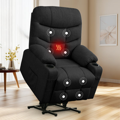 Fauteuil inclinable électrique KORSER, fauteuil élévateur électrique avec massage par vibration chauffé, porte-gobelets, poches latérales