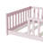 Twin Floor Bed With Fence & Solid Wood-1056729987
